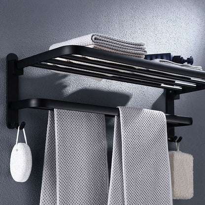 Wall Mounted Foldable Towel Rack For Bathroom With 1 Shelf, 23.6in Bathroom Towel Holder