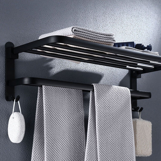 Wall Mounted Foldable Towel Rack For Bathroom With 1 Shelf, 23.6in Bathroom Towel Holder
