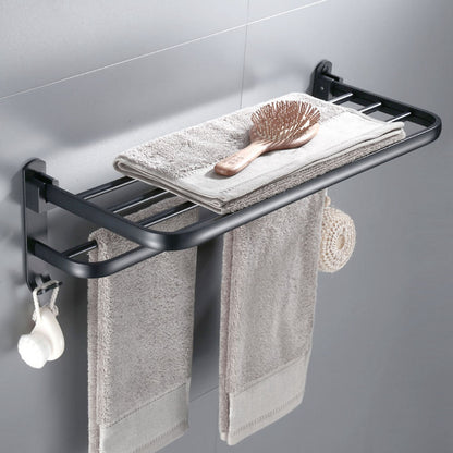 Wall Mounted Foldable Towel Rack For Bathroom With 1 Shelf, 23.6in Bathroom Towel Holder