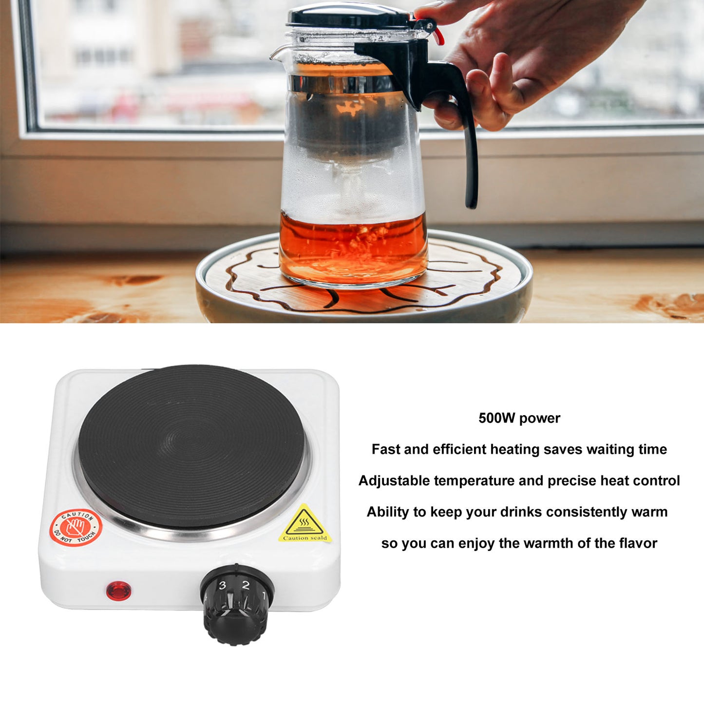 6" Electric Single Burner Die-Cast Hot Plate, Countertop Heater Suitable For Cooking Soup Milk Water Coffee Tea
