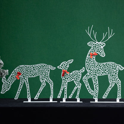 3-Piece Lighted Christmas Deer Set Outdoor Yard Decoration With 360 LED Lights, Home Warm White Light For Christmas Xmas Gift