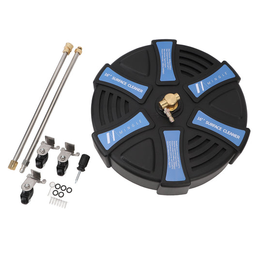 16" Pressure Washer Surface Cleaner, Stainless Steel, 3600 PSI With 1/4 Inch Quick Connector 2 Extension Wands
