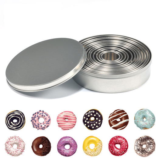 EOTVIA 12 Pcs Donut Hole Cookie Cutter Set for Baking, Graduated Doughnut Round Cookie Cutters, Metal Scone Circle Cookie Cutters for Frying, Biscuits Rings Molds for Cooking Cake(1-4.4 Inch)
