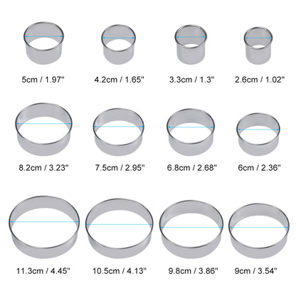 EOTVIA 12 Pcs Donut Hole Cookie Cutter Set for Baking, Graduated Doughnut Round Cookie Cutters, Metal Scone Circle Cookie Cutters for Frying, Biscuits Rings Molds for Cooking Cake(1-4.4 Inch)