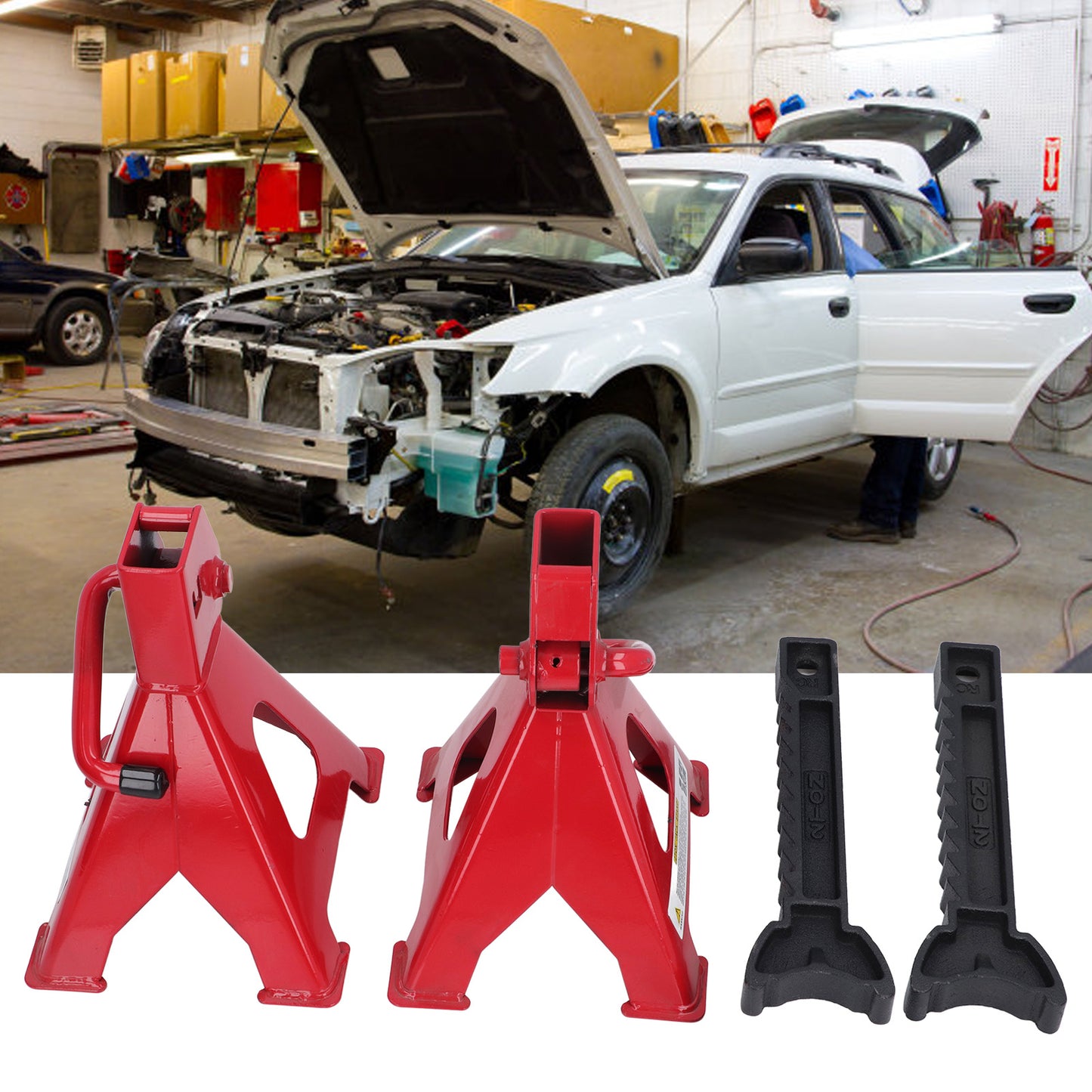 1 Pair Steel Jack Stands 2 Ton (4409 lbs) Capacity Car Jack Stand, Red