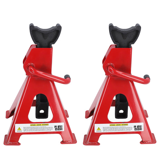2-Ton Jack Stand 1 Pair Red, Anti Slip Car Lifting Stand 2T Adjustable Height 2 Set Carbon Steel For SUV