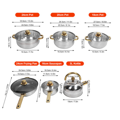 12-Piece Non-Stick Cookware Set, Easy Clean Stainless Steel Nonstick Pots and Pans