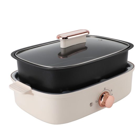 1200W Electric Shabu Pot, Multifunctional Electric Frying Pan For Cooking With 2pcs Plates