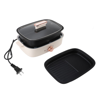 1200W Electric Shabu Pot, Multifunctional Electric Frying Pan For Cooking With 2pcs Plates