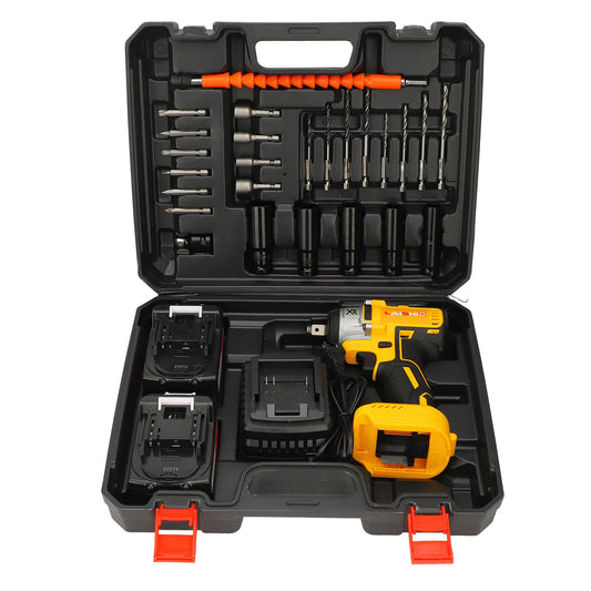 Cordless Electric Impact Wrench 1/2", 21V Powerful Brushless Motor W/ 2-Mode Speed, Power Impact Wrench W/ 5 Sockets,8 Drill Bits,8 Screws, Torque 280 Ft-lbs 280N·m, Includes 2 X