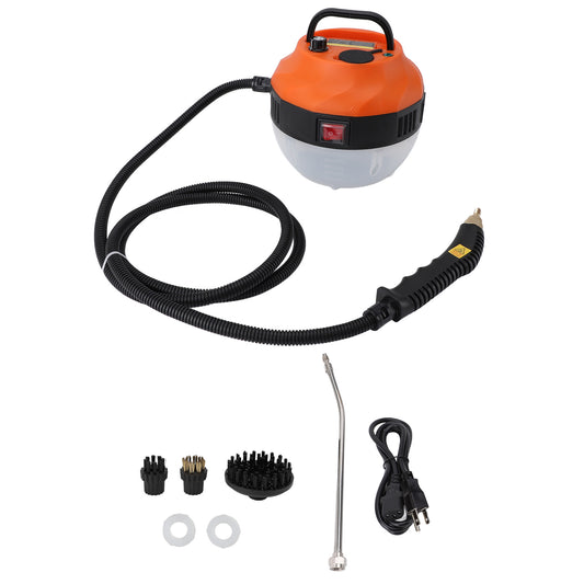 Portable Steam Cleaner 2500W High Temperature Pressurized Steam Cleaning Machine with Brush Heads for Kitchen Furniture Bathroom Car,Hard Floor Surface,Black+Orange