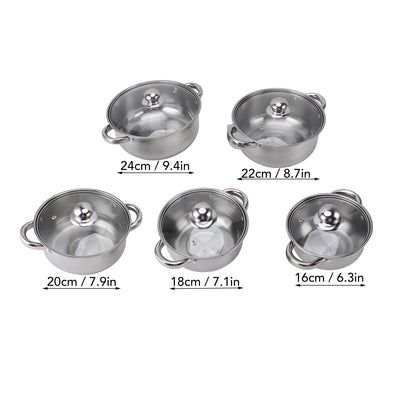Stainless Steel Pots Sets 10-Piece, Kitchen Cookware Set Saucepan With Glass Lid Stockpot Soup Pot With 2 Ear Handle For Cooking Dishwasher Safe, Silver