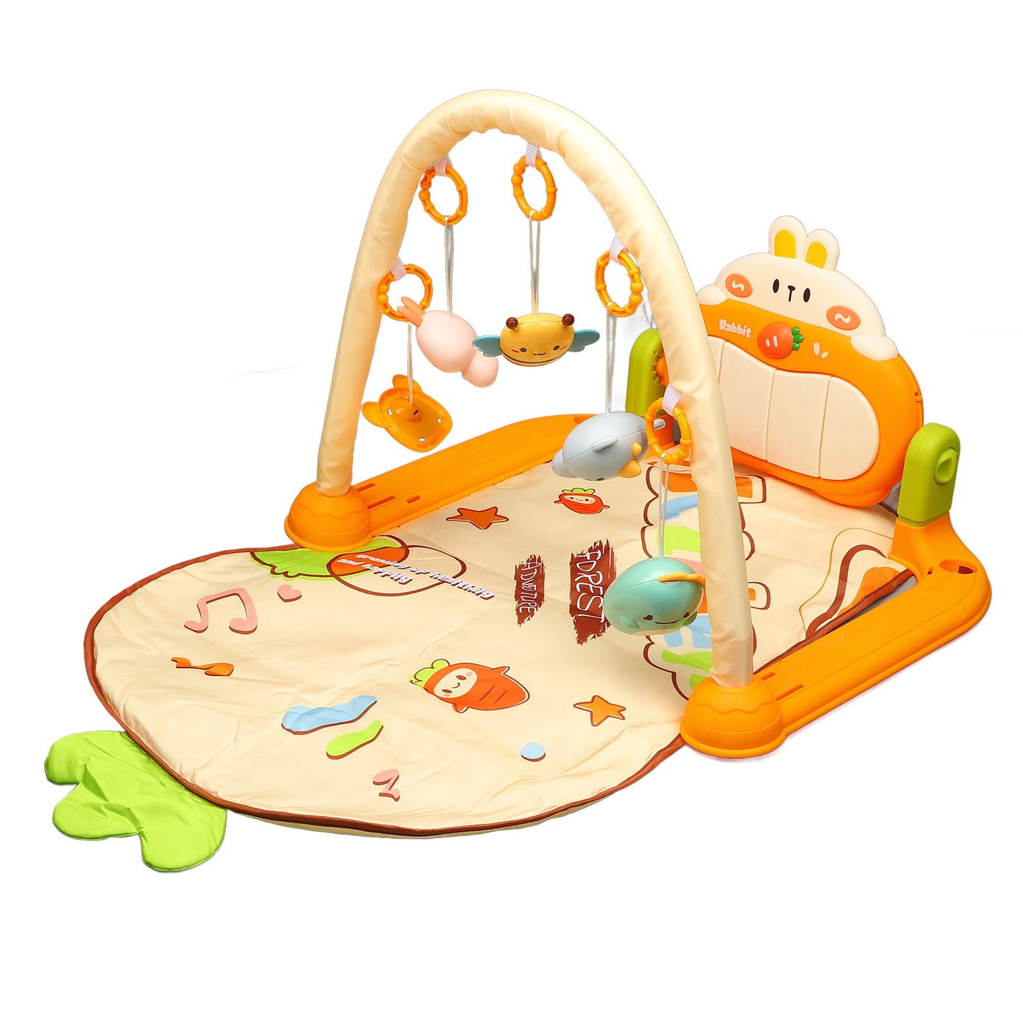 Baby Gym Mat with 4 Soft Rattles Infant Play Mat Kick & Play Piano Gym Baby Play Piano Musical Tummy Time Activity Gym Mat for Newborn 0-12 Months Toddler Playmat
