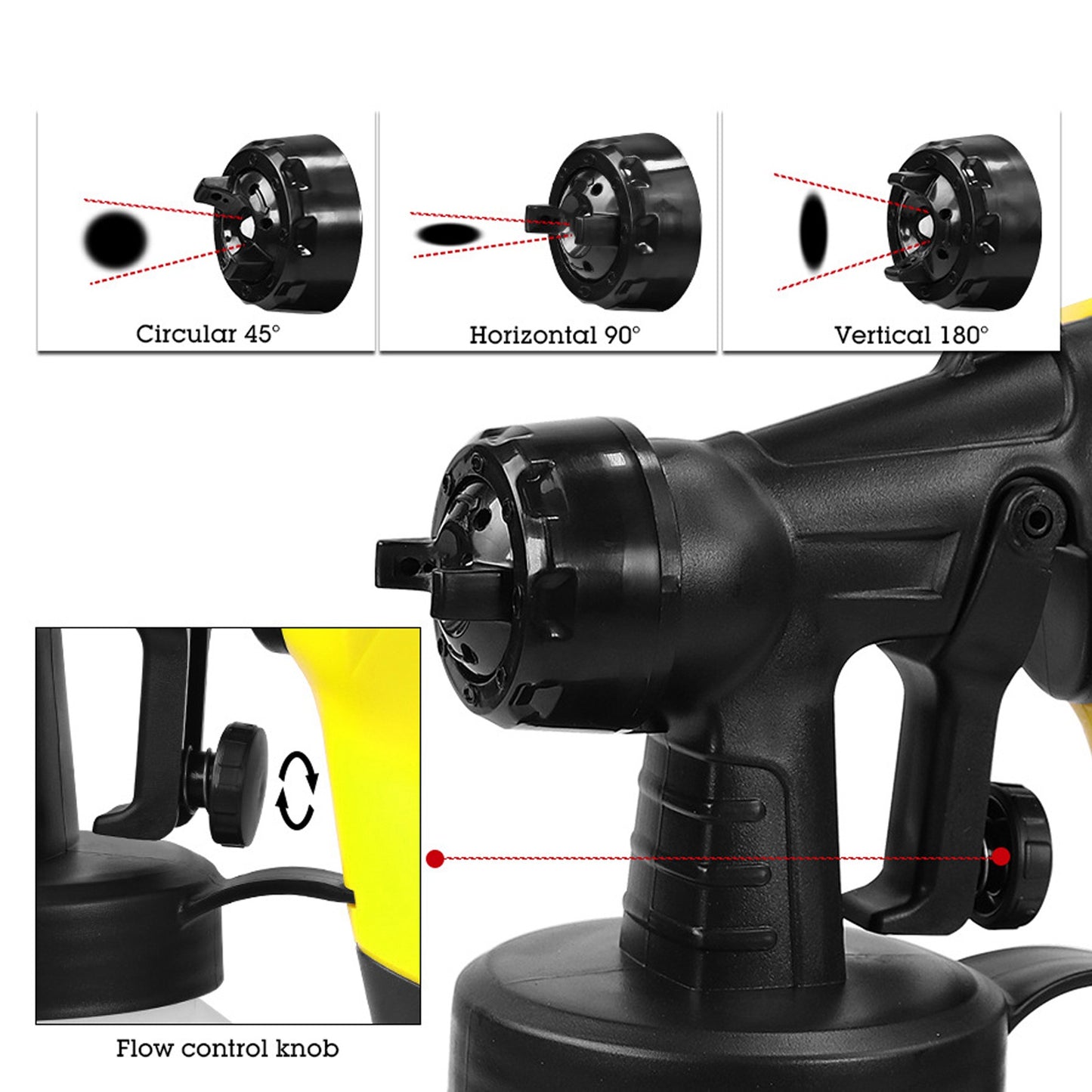 800ml Large Capacity 500W High Power Spray Gun Kit for Furniture Cabinet Fence Wall Door