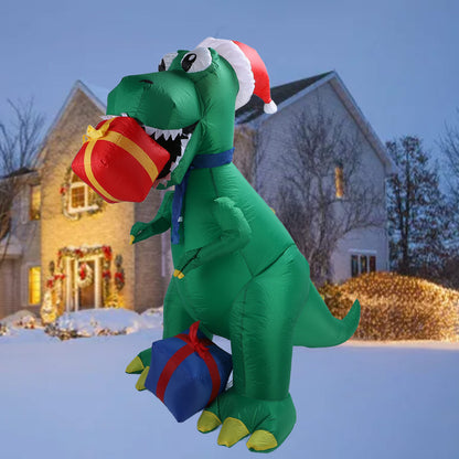 6FT Inflatable Dinosaur Decoration with LED White Lights Blow Up Inflatable Christmas Decoration