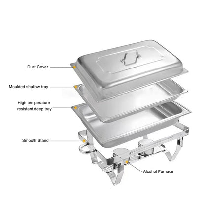Chafing Dish Buffet Set, 13QT Stainless Steel Chafing Dishes For Buffet, Chafers And Buffet Warmers Sets For Parties, Events, Wedding, Camping, Dinner