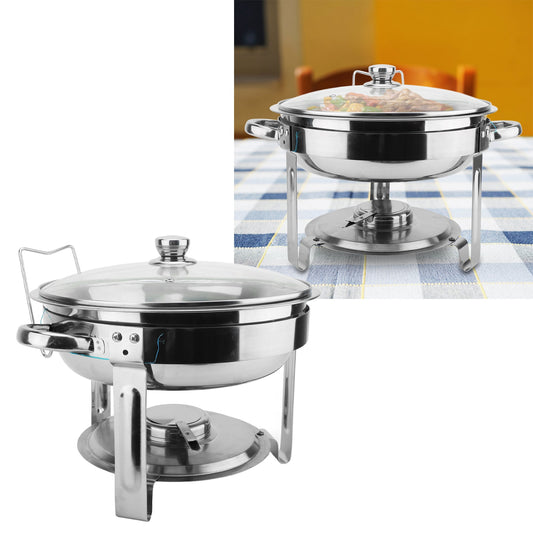 Chafing Dish Buffet Set, 2 Pack 5QT Stainless Steel Chafing Dishes For Buffet With Glass Lid & Lid Holder, Round Chafers And Buffet Warmers Sets For Parties, Events, Wedding, Camping