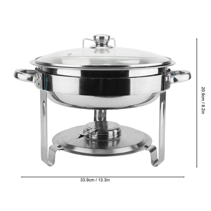 Chafing Dish Buffet Set, 5QT Stainless Steel Chafing Dishes For Buffet With Glass Lid & Lid Holder, Round Chafers And Buffet Warmers Sets For Parties, Events, Wedding, Camping,