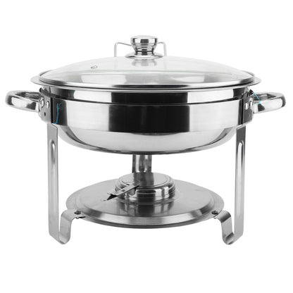 Chafing Dish Buffet Set, 2 Pack 5QT Stainless Steel Chafing Dishes For Buffet With Glass Lid & Lid Holder, Round Chafers And Buffet Warmers Sets For Parties, Events, Wedding, Camping