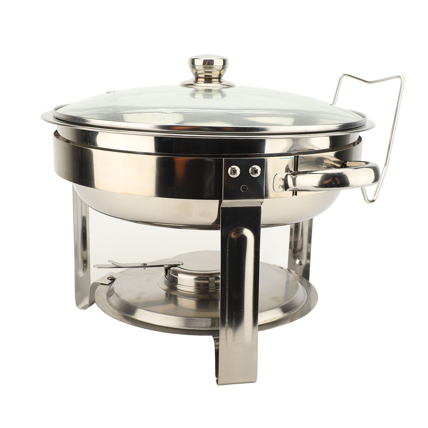 Chafing Dish Buffet Set, 4 Pack 5QT Stainless Steel Chafing Dishes For Buffet With Glass Lid & Lid Holder, Round Chafers And Buffet Warmers Sets For Parties, Events, Wedding, Camping