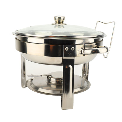 Chafing Dish Buffet Set, 4 Pack 5QT Stainless Steel Chafing Dishes For Buffet With Glass Lid & Lid Holder, Round Chafers And Buffet Warmers Sets For Parties, Events, Wedding, Camping