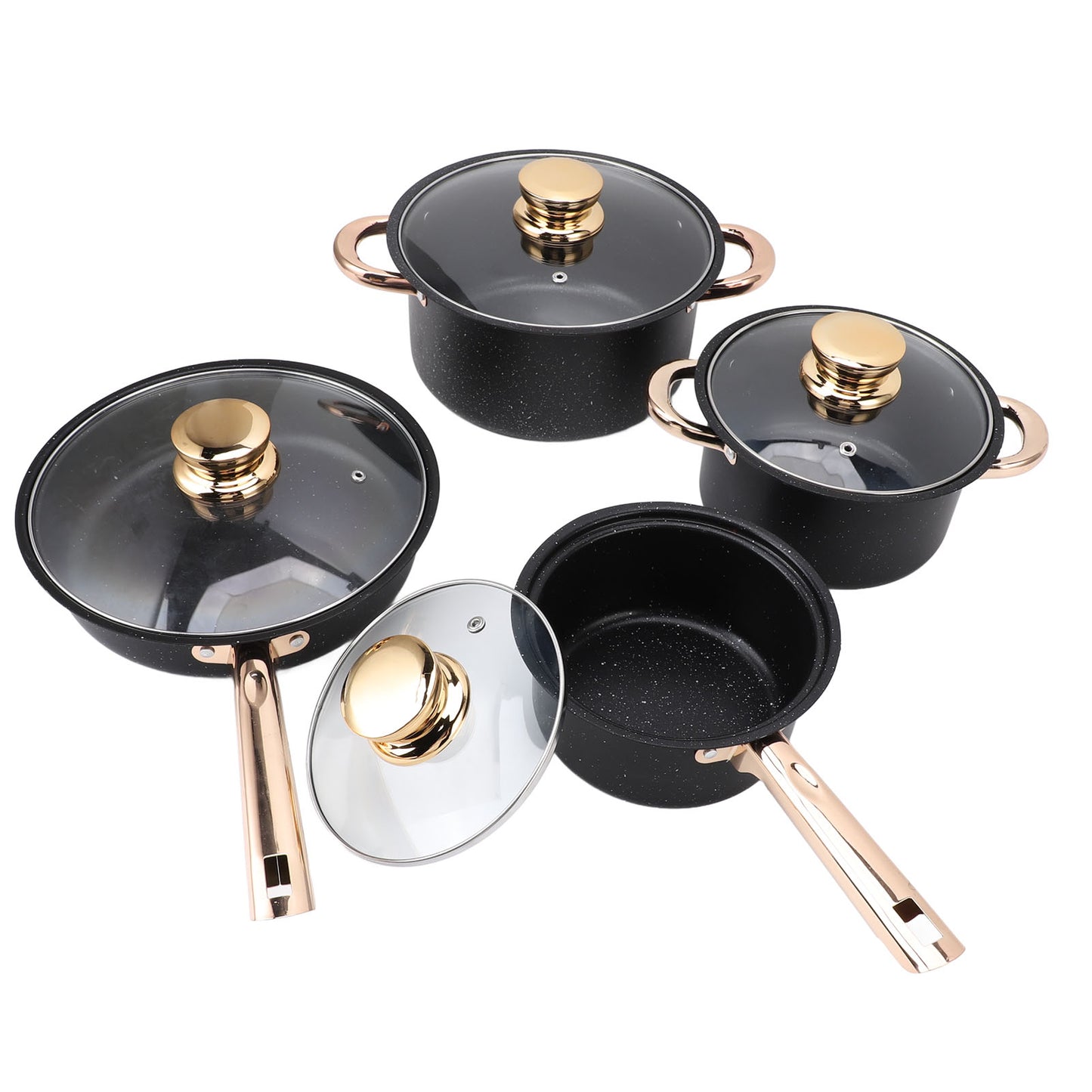 Cookware Set Anti Stick Good Heat Conductivity Stainless Steel Maifan Stone Coating Frying Pan Milk Pan Soup Pots Set