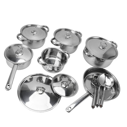 Kitchen Cookware Set Stainless Steel Pots Pans Set with Soup Pot Saute Pan Lids