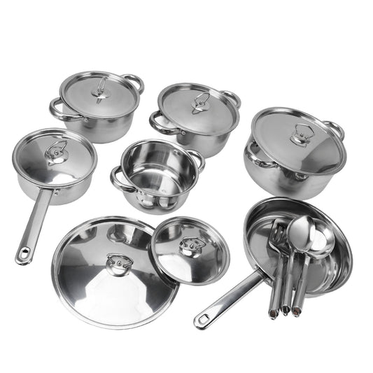 Kitchen Cookware Set Stainless Steel Pots Pans Set with Soup Pot Saute Pan Lids