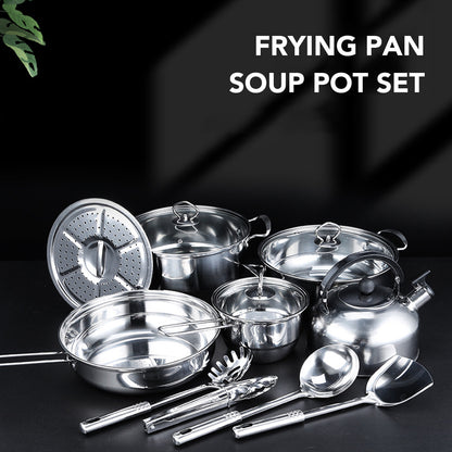 Cookware Set Stainless Steel Rustproof Stick Proof Thickened Pots Pans Set