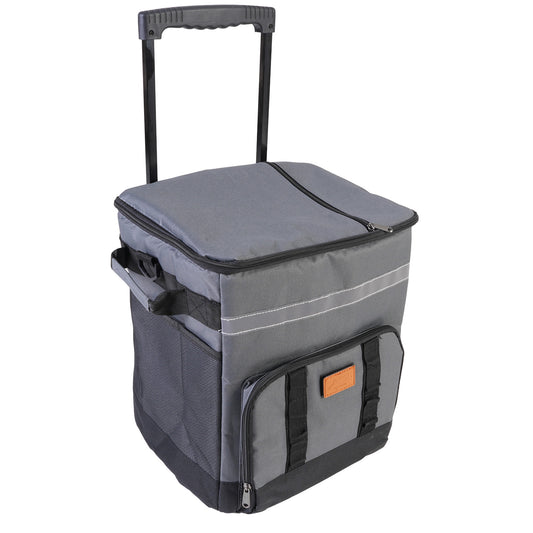 Insulated Rolling Cooler, Multipurpose Long Lasting Insulation Waterproofing Multi Compartment 35L Large Capacity Cooler On Wheels  For Camping Beach