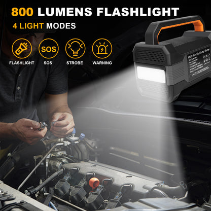 Car Jump Starter With Air Compressor,5000A Paek 20000mAh Car Battery For All Gas/12L Diesel Engine, 12V Jump Box Battery Jumper With 150 PSI Tire Inflator Air Pump & LED Light