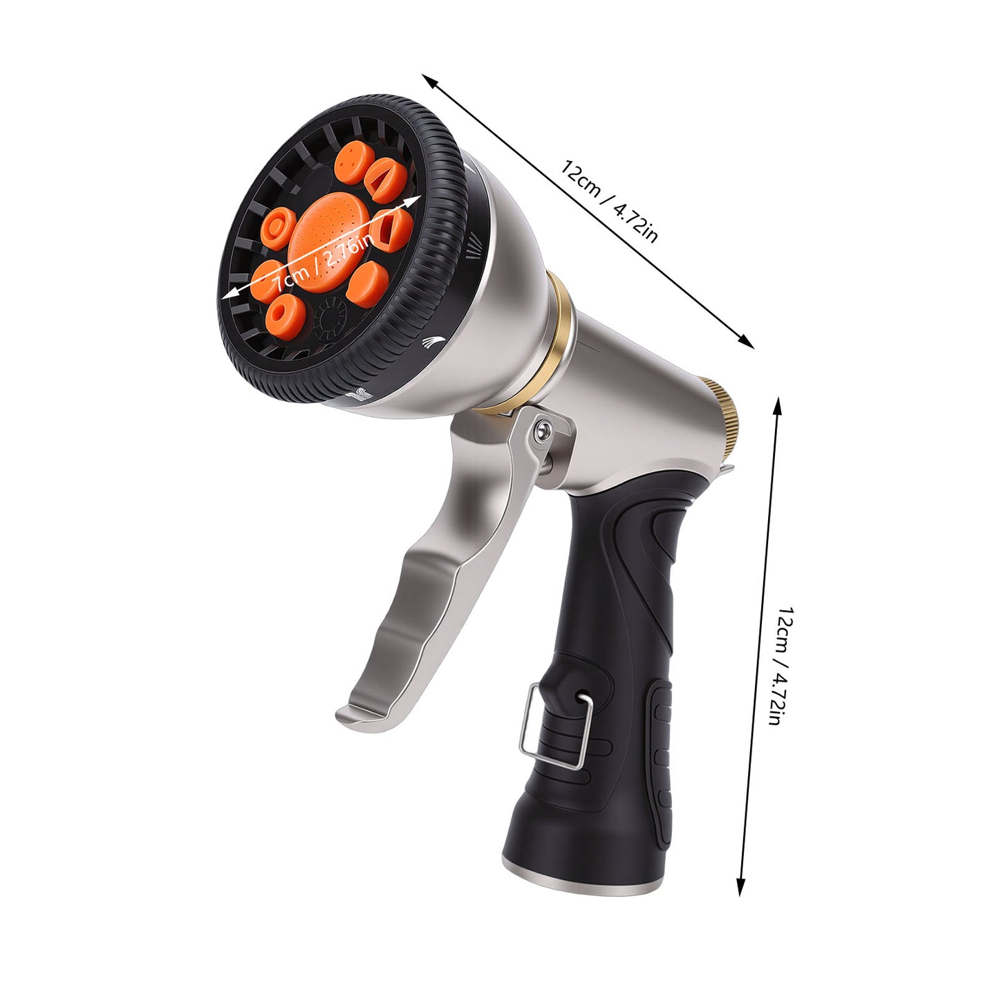 Garden Hose Nozzle Zinc Alloy 9 Modes Adjustable High Pressure Water Nozzle Sprayer for Gardening Lawn Care Car Cleaning