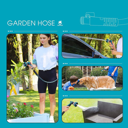 2pcs Garden Hose Nozzle 10 Adjustable Spray Patterns Thumb Control On Off Valve High Pressure Nozzle Sprayer for Watering Plants Washing Cars Pets