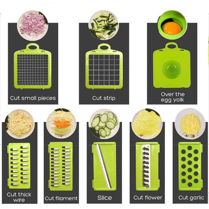 14 in 1 Vegetable Chopper, Pro Onion Chopper, Multifunctional Food Chopper, Kitchen Vegetable Slicer Dicer Cutter,Veggie Chopper With 8 Blades,Carrot Chopper With Container-kitchen essentials