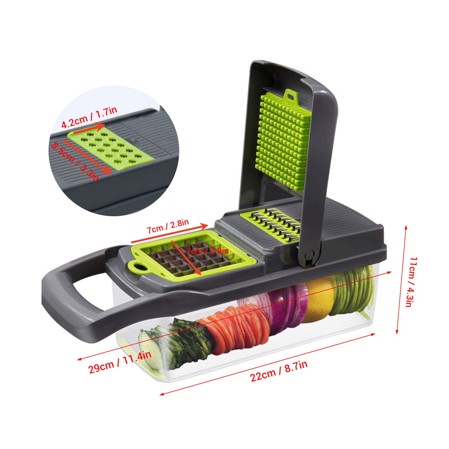 14 in 1 Vegetable Chopper, Pro Onion Chopper, Multifunctional Food Chopper, Kitchen Vegetable Slicer Dicer Cutter,Veggie Chopper With 8 Blades,Carrot Chopper With Container-kitchen essentials