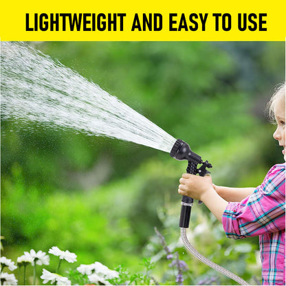 50 FT Garden Hose ,304 Stainless Steel Heavy Duty Water Hose with 7 Function Nozzles No-Kink Rust Proof for Yard Outdoor