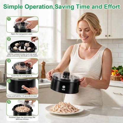 Electric Chicken Shredder, Rechargeable Automatic Meat Breast Shredder Tool, Kitchen Grinder Machine with 2 Timer Modes for Pork, Beef, Chicken, Salads, Pet Food, Dishwasher Safe