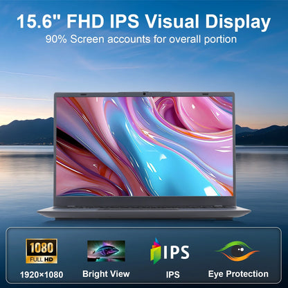 15.6 inch Laptop Computer 16GB DDR4 256GB SSD Quad-Core Intel N5095 Processors Windows 11 Notebook 1920*1080 FHD IPS Display, WiFi, Bluetooth, Fingerprint, Backlit Keyboard, Office Laptop, Gray