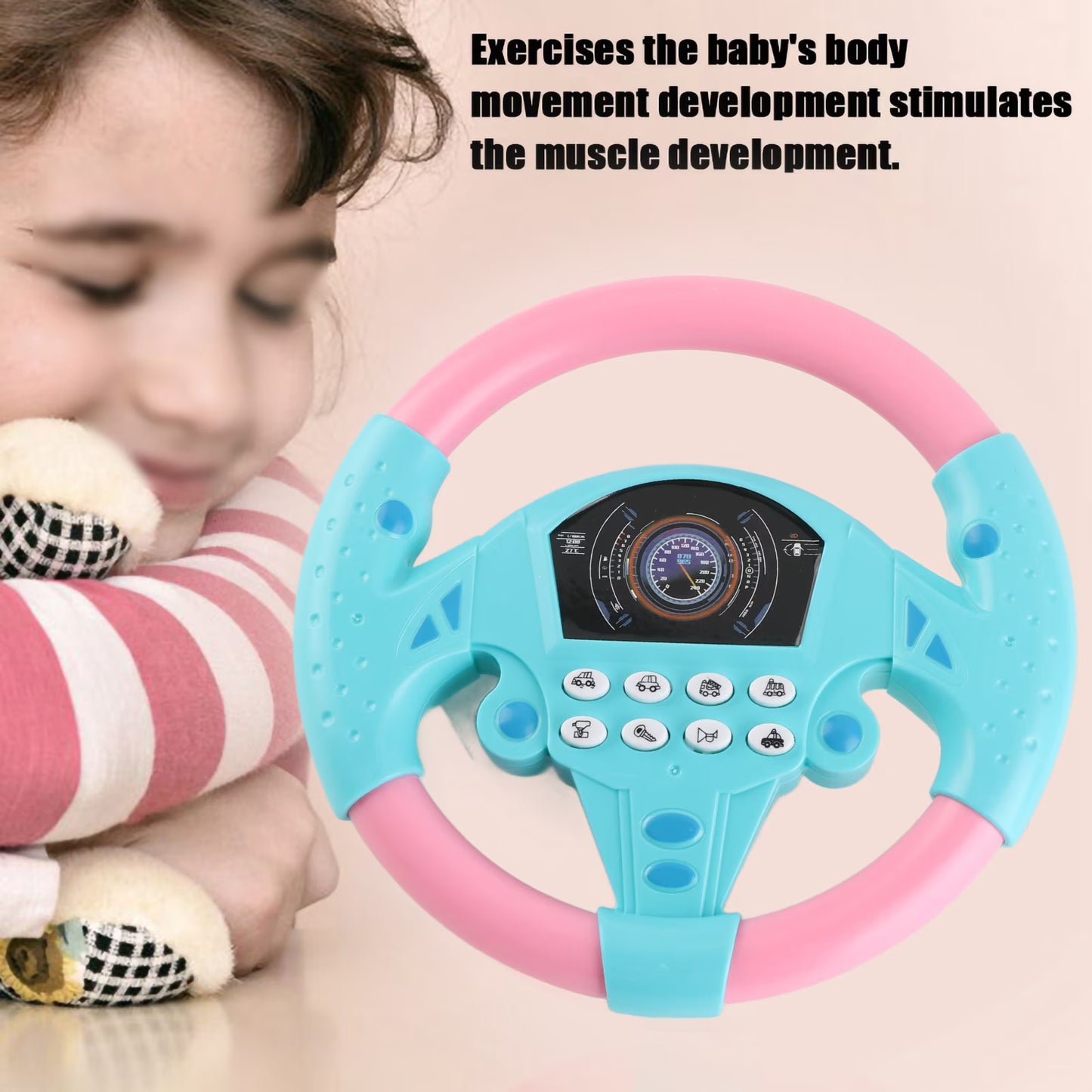 Steering Wheel Tool, Music Toy Copilot Steering Wheel Tool for Baby Kid Children