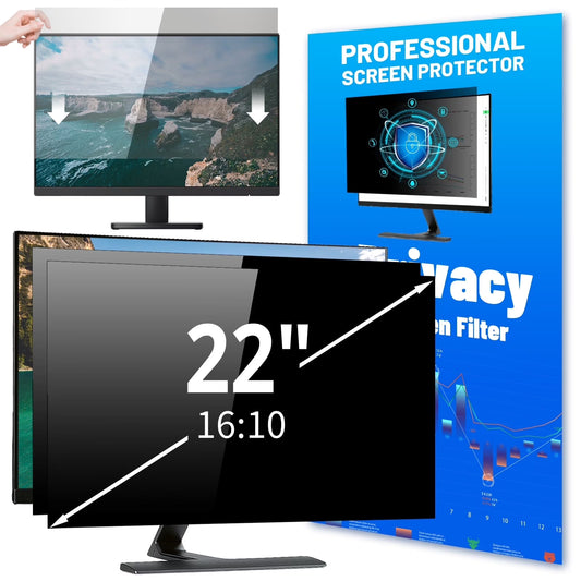 22" Computer Privacy Screen Filter for 16:10 Aspect Ratio Widescreen Computer Monitor Protector Shield, Anti-Glare Anti-Scratch Anti Blue Light Desktop PC Monitor Private Protector Film
