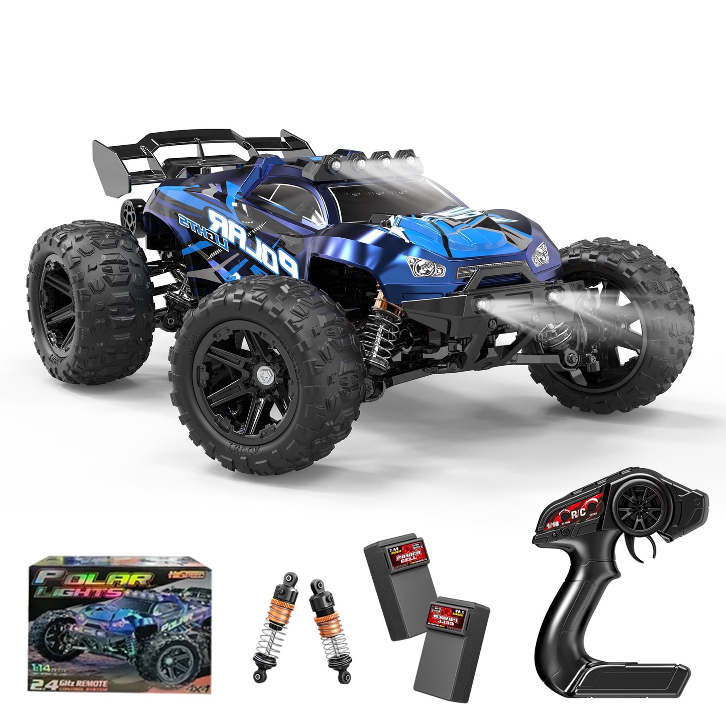 FAGINEY RC Car for Adults 60+KMH 1:14 Scale RC Truck 4WD 2 Batteries All Terrain High-Speed Remote Control Car