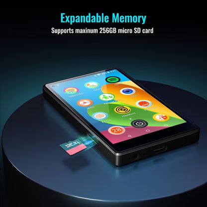 144GB MP3 Player with Bluetooth and WiFi, 4.0" Full Touchscreen MP3 MP4 Player, Android Music Player with Speaker, Browser, Audible, E-Book, Support Up to 256GB, Black