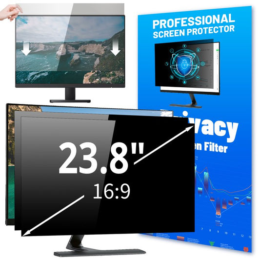 23.8" Computer Privacy Screen Filter for 16:9 Widescreen Monitor Screen Protector, Eye Protection Anti-Glare Blue Light Desktop Monitor Privacy Film, Removable Anti-Scratch Monitor Privacy Shield