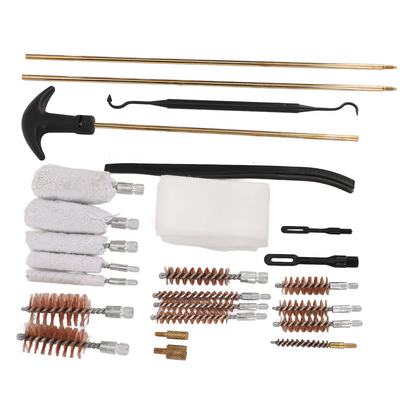 Universal Gun Cleaning Kit, 25 Pieces Gun Clean Kit with Aluminum Case and Metal Brushes, Silver Portable Gun Cleaner for Handguns Rifles Pistol and Shotguns, Compact Gun Accessories Gifts for Men