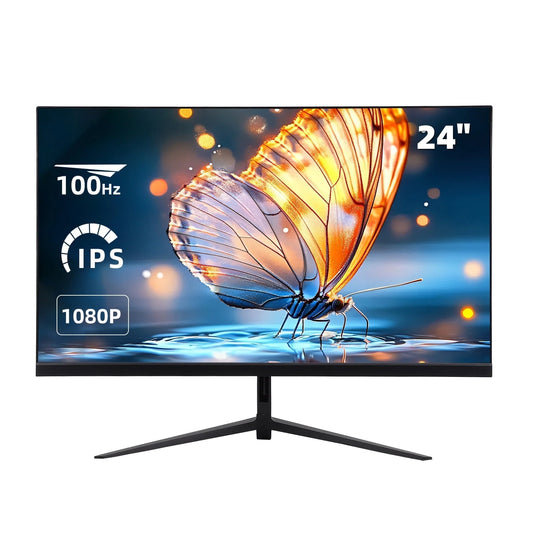 24 inch Computer Monitor 100Hz FHD 1080P Desktop Display, Slim Bezels PC Gaming Monitor with 99% sRGB, Bluelight Filter, HD-MI & VGA Port, Support VESA Wall Mounting, for Work Office Home, Black