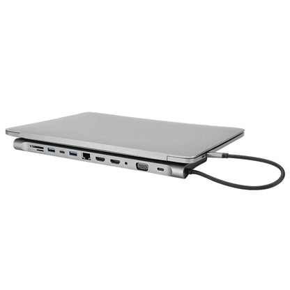 USB C Docking Station 12-in-1 USB C Hub with Dual HD-MI 4K Monitors Ports, 3 USB A Port, 87W PD Charging, TF/SD Card Reader, VGA, RJ45 LAN Port, USB C 3.0 Adapter for PC/Laptop/Phone