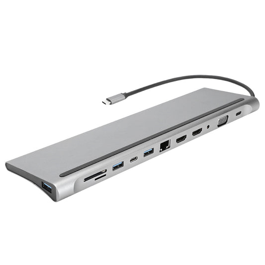 USB C Docking Station 12-in-1 USB C Hub with Dual HD-MI 4K Monitors Ports, 3 USB A Port, 87W PD Charging, TF/SD Card Reader, VGA, RJ45 LAN Port, USB C 3.0 Adapter for PC/Laptop/Phone