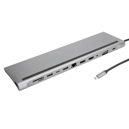 USB C Docking Station 12-in-1 USB C Hub with Dual HD-MI 4K Monitors Ports, 3 USB A Port, 87W PD Charging, TF/SD Card Reader, VGA, RJ45 LAN Port, USB C 3.0 Adapter for PC/Laptop/Phone