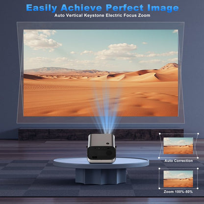 Mini Projector with WiFi and Bluetooth, 4K Support Portable Outdoor Movie Projector with Auto Keystone & 360°Adjustable Stand, 150'' Screen 1080P Proyector Compatible with TV Stick/iOS/Android/Laptop