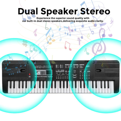 Portable USB Electronic Keyboard Piano with Microphone Music Stand 61 Keys Electronic Digital Piano for Gift
